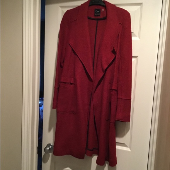Dex red boiled wool coat, size xs - Picture 3 of 5